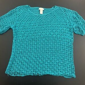 Chico’s Teal Crochet Women Top Size 1 (Medium)